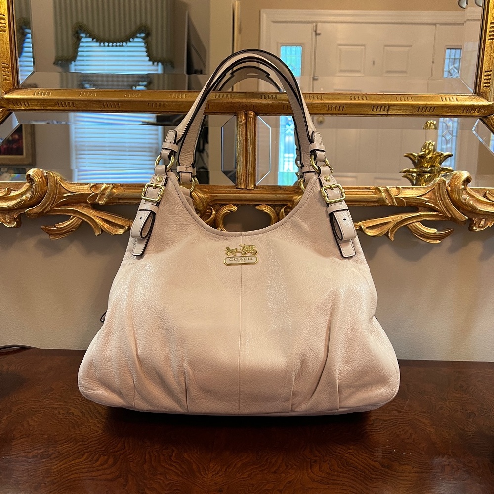 Coach Cream/Ivory Maggie Madison 3 Compartment Hobo Shoulder Bag